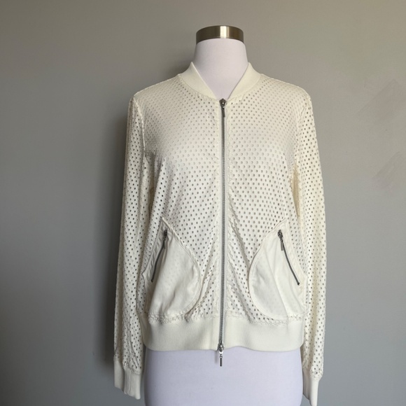 Rebecca Taylor Laser cut poplin bomber ivory white  jacket 6 M - Picture 4 of 12